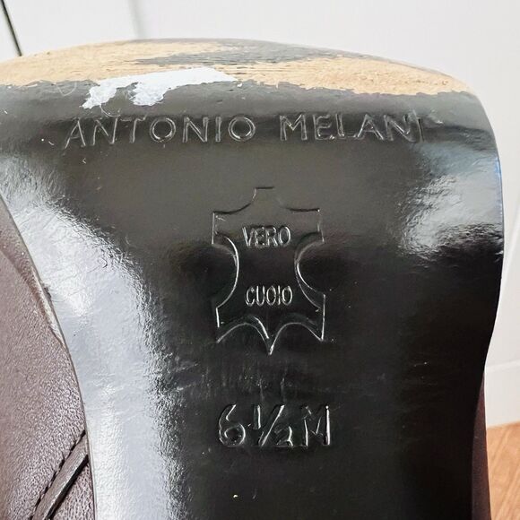 Gorgeous Antonio Melani 6.5M Brown Leather Strappy Buckled Heeled Booties - Picture 9 of 9